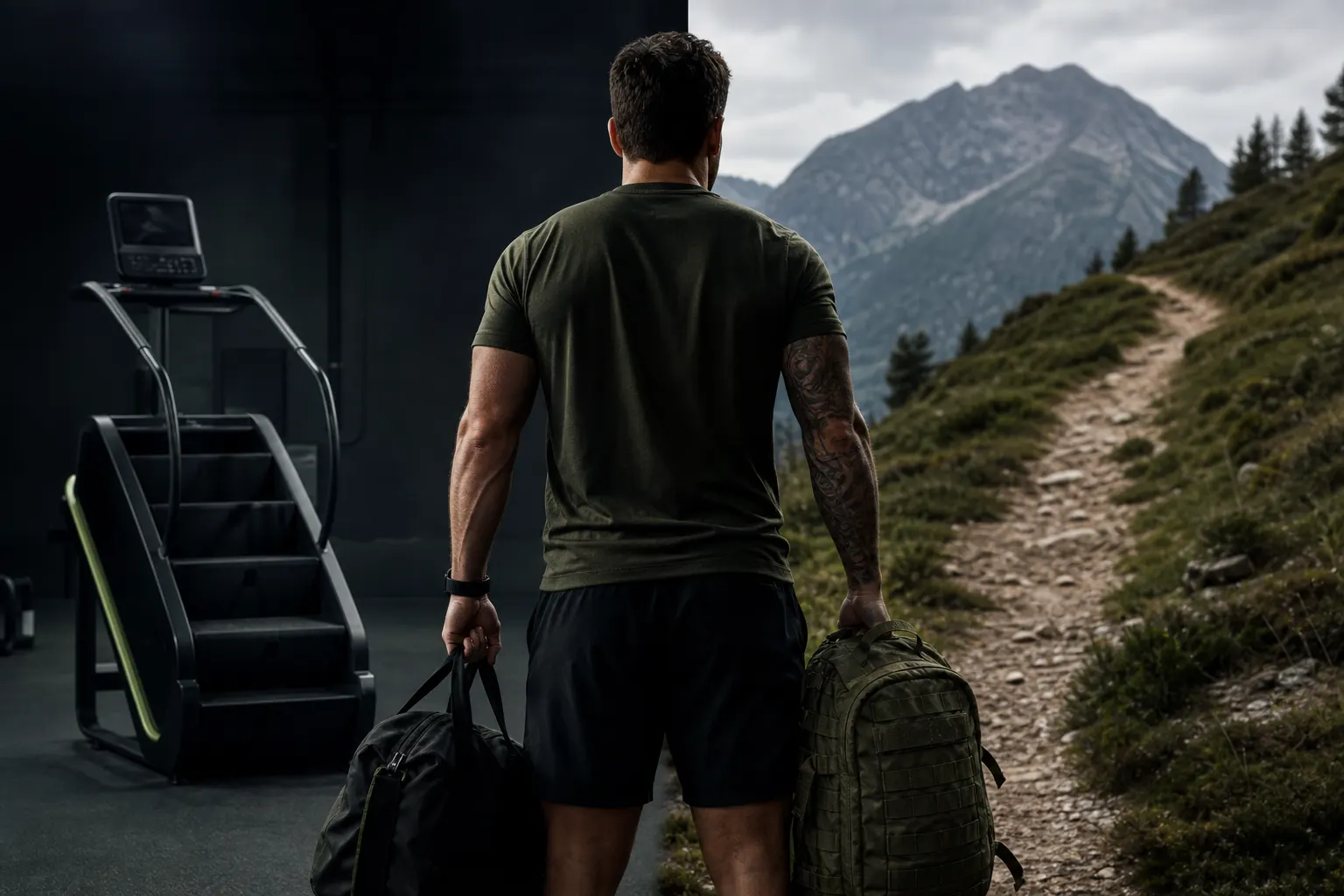 StairMaster en salle et sentier outdoor pour comparer cardio vertical et rucking